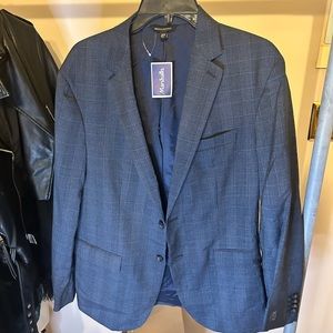 Navy and Grey plaid Banana Republic Men’s suit Blazer size 42R